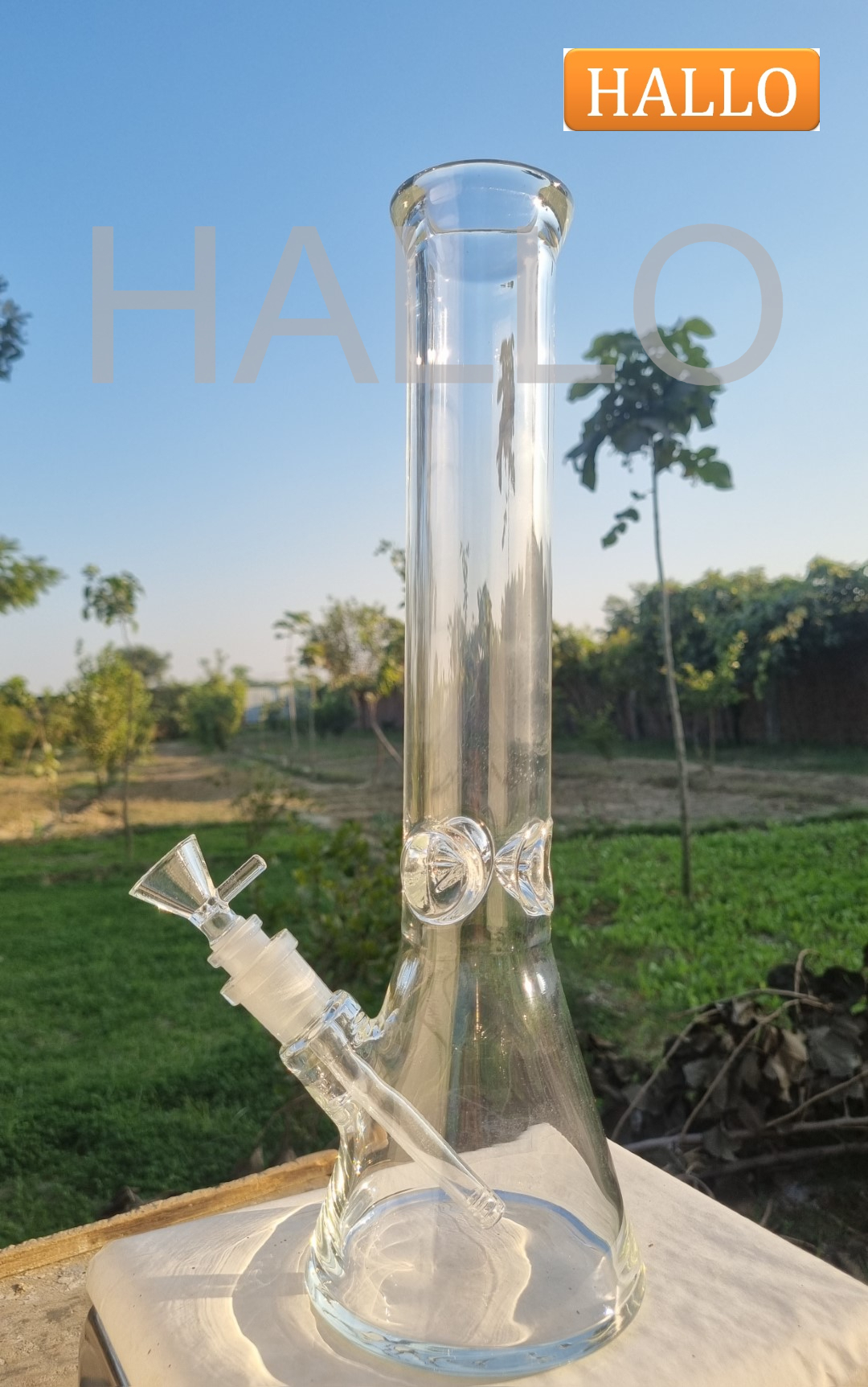 14" Beaker, Thickness: 14mm, 3Pc, Clear and Color